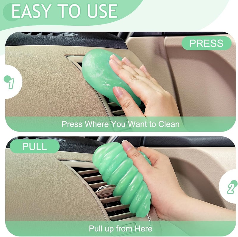 TeSabMi Car Cleaning Gel Car Cleaning Putty Car Putty Car Interior Cleaner Car Slime Car Detailing Kit Car Accessories Gifts for Men Women Stocking Stuffers Green - Image 4